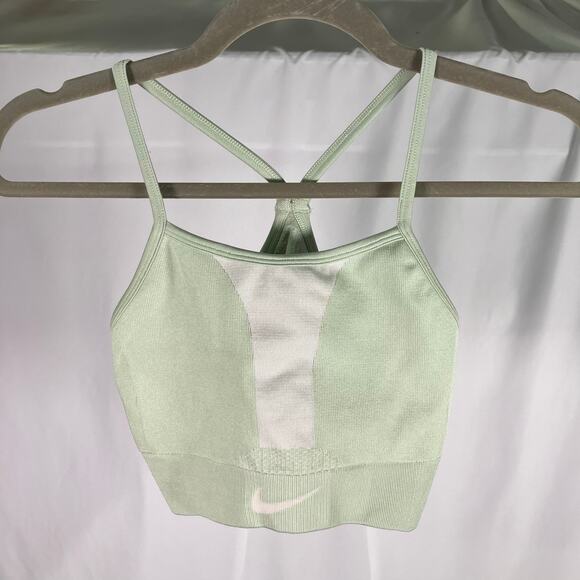 Nike Dri-FIT Seamless Sports Bra Tank Light Green Strappy Back Size XL Active - Picture 11 of 11